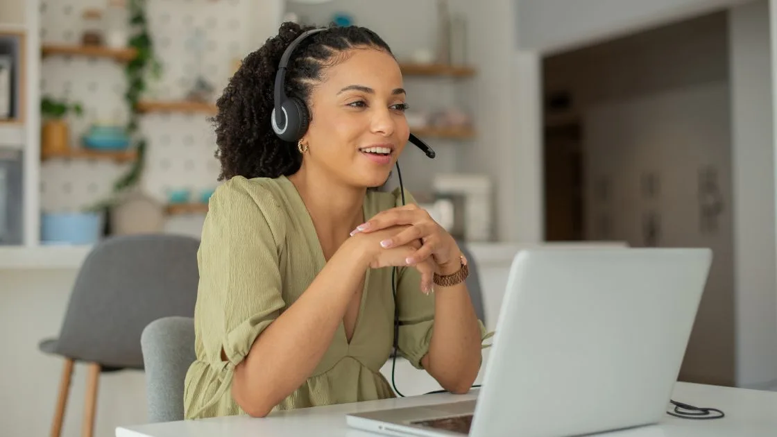 Small business owner on a customer call after their website started generating leads in Akron